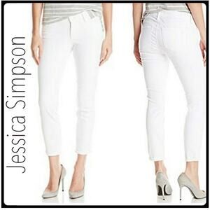 Jessica Simpson White NWT Size 25 Forever Rolled Ankle Jeans Distressed‎